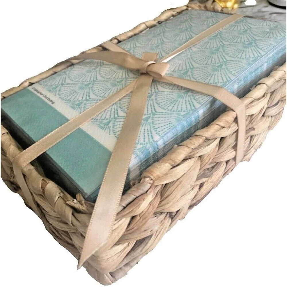 Water Hyacinth Paper Napkin Holder Wicker Basket With 50 Shell Napkins Bathroom